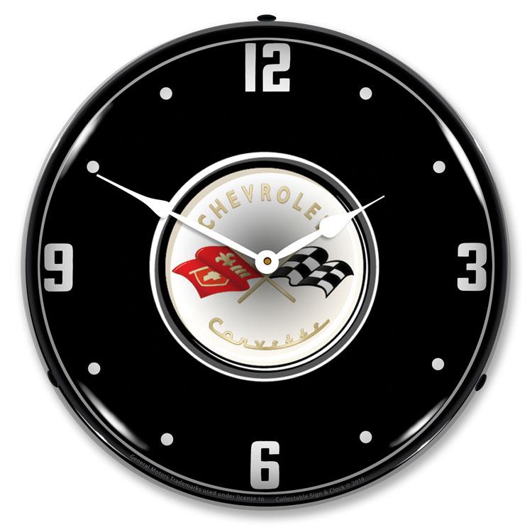 Collectable Sign and Clock - C1 Corvette Black Tie Clock - 