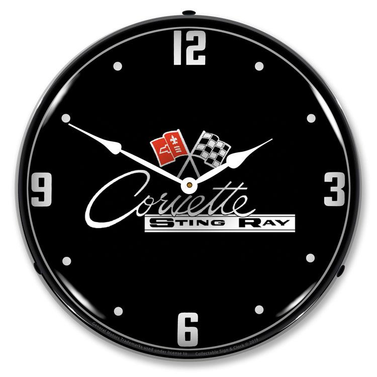 Collectable Sign and Clock - C2 Corvette Black Tie Clock - 
