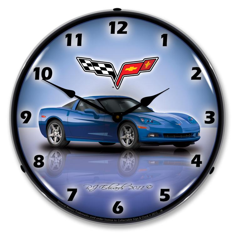 Collectable Sign and Clock - C6 Corvette Jetstream Blue 