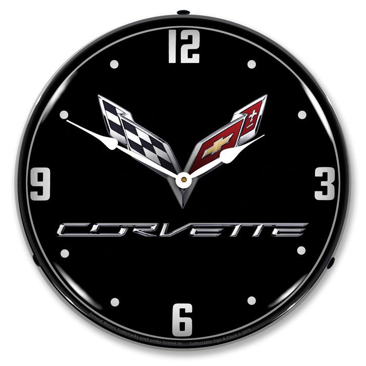 Collectable Sign and Clock - C7 Corvette Black Tie Clock - 