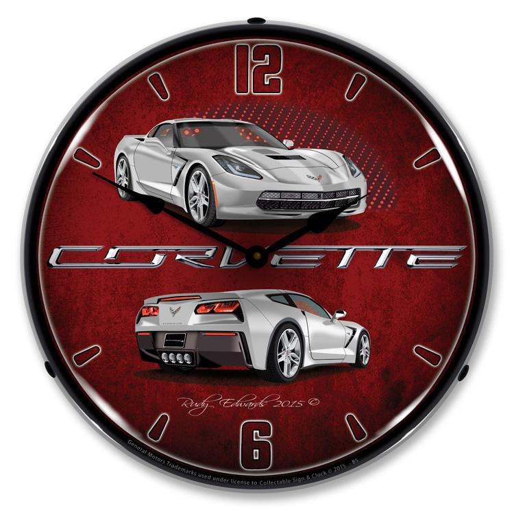 Collectable Sign and Clock - C7 Corvette Blade Silver Clock 