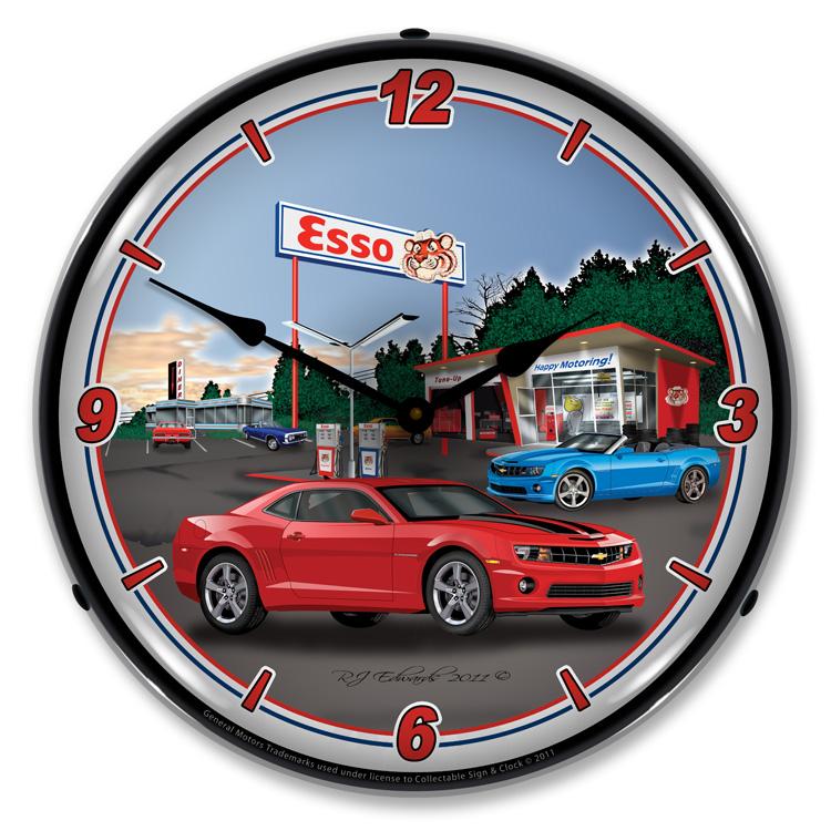 Collectable Sign and Clock - Camaro Esso Station Clock - 