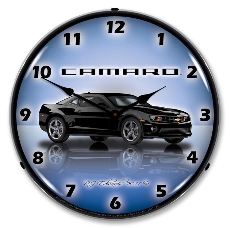 Collectable Sign and Clock - Camaro G5 Black Clock - Wall 