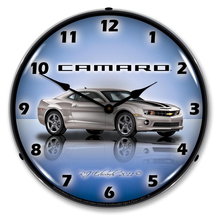 Collectable Sign and Clock - Camaro G5 Silver Ice Clock - 