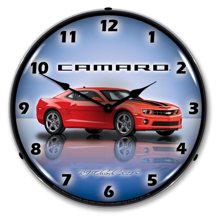Collectable Sign and Clock - Camaro G5 Victory Red Clock - 