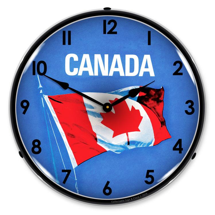 Collectable Sign and Clock - Canadian Flag Clock - Wall 