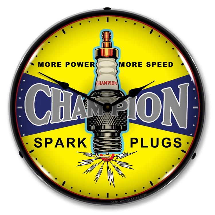 Collectable Sign and Clock - Champion Plugs Vintage Clock - 