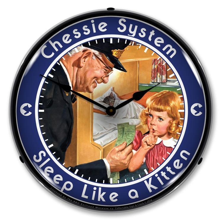 Collectable Sign and Clock - Chessie Sleep Like a Kitten 