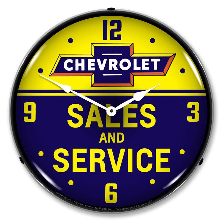 Collectable Sign and Clock - Chevrolet Bowtie Sales and 