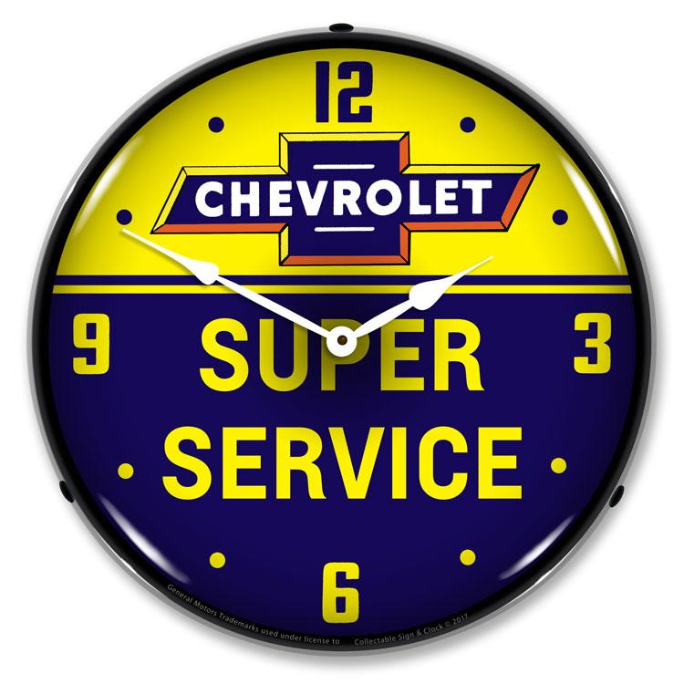 Collectable Sign and Clock - Chevrolet Bowtie Super Service 