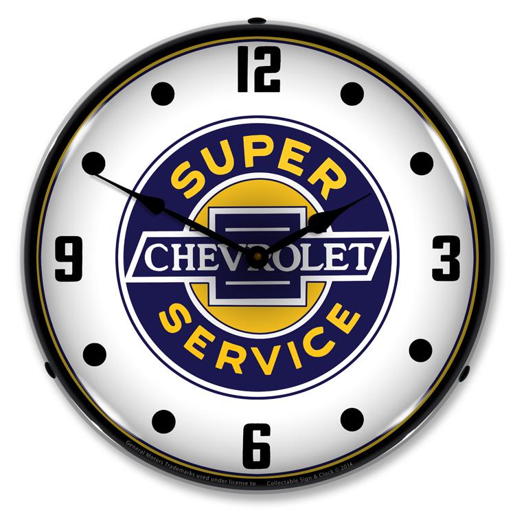 Collectable Sign and Clock - Chevrolet Super Service Clock -