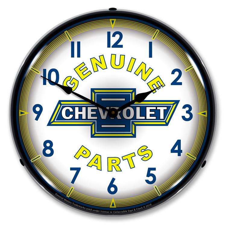 Collectable Sign and Clock - Chevy Parts Vintage Clock - 