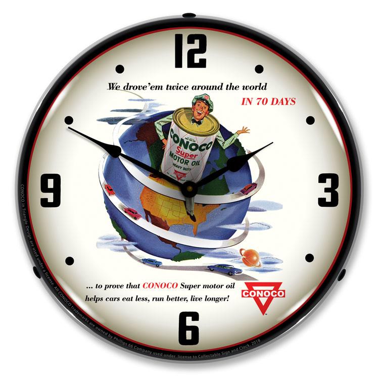 Collectable Sign and Clock - Conoco Super Motor Oil Clock - 