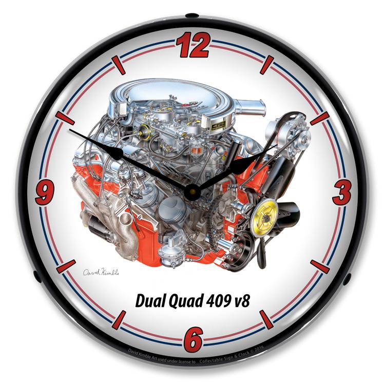 Collectable Sign and Clock - Dual Quad 409 v8 Clock - Wall 