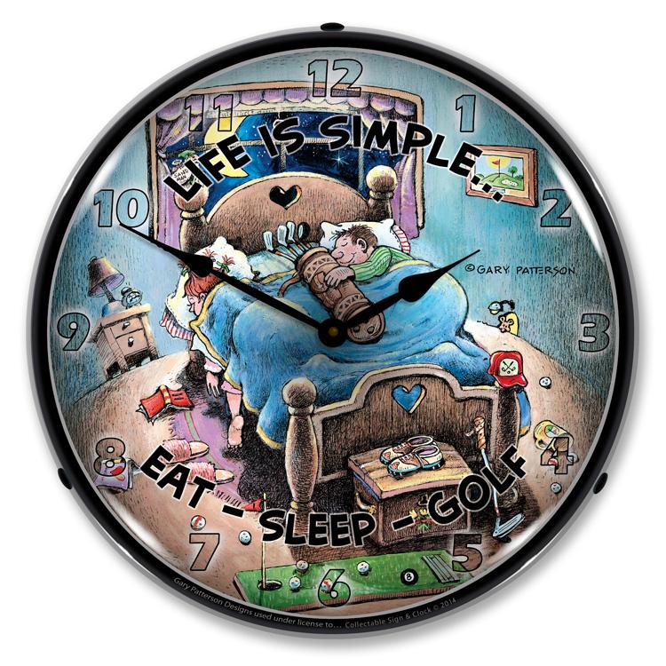 Collectable Sign and Clock - Eat Sleep Golf Clock - Wall 