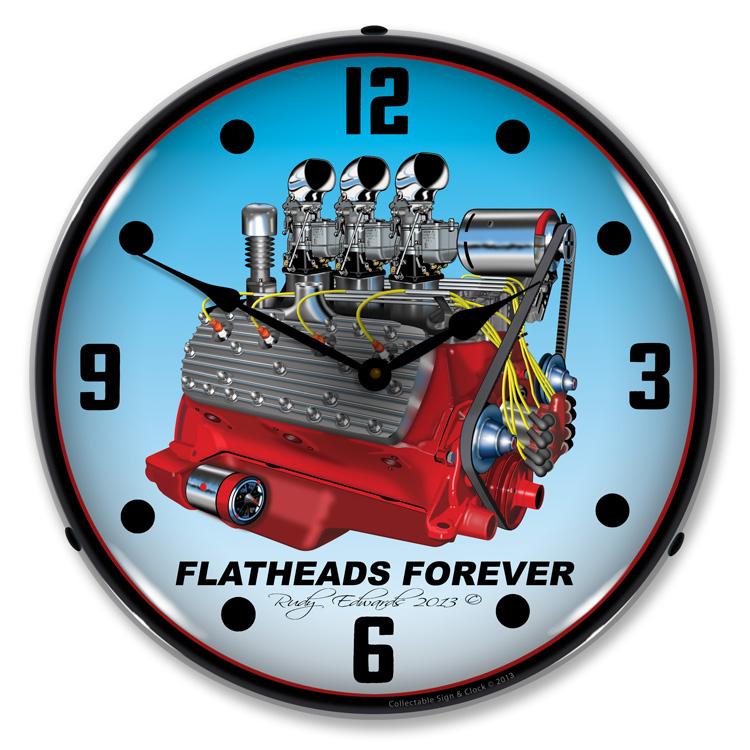 Collectable Sign and Clock - Flathead V8 Clock - Wall Clocks