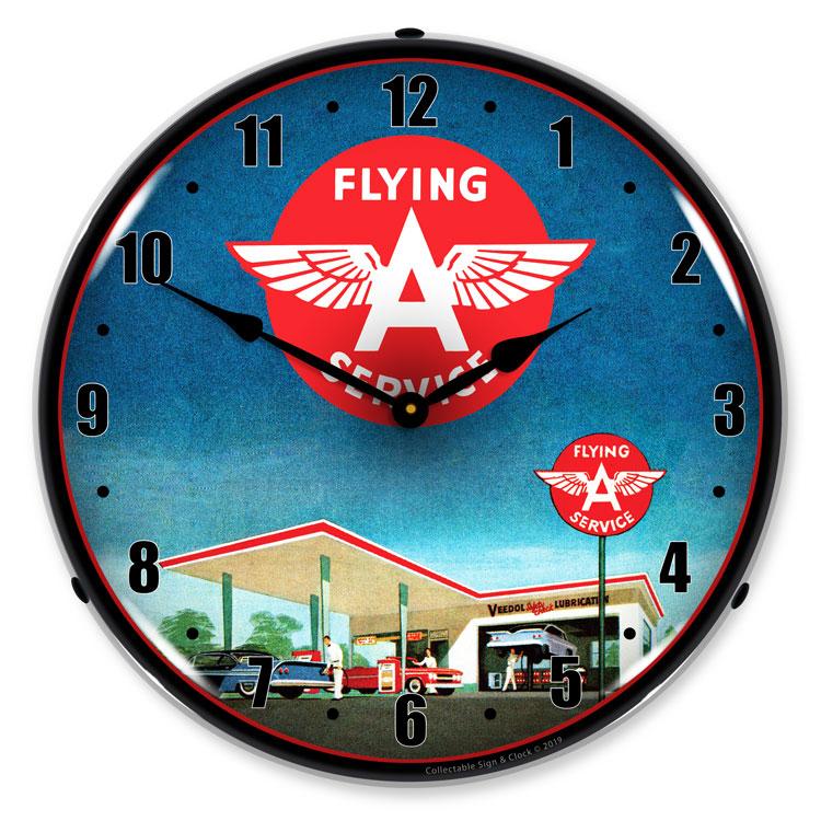 Collectable Sign and Clock - Flying A Gas Station Clock - 