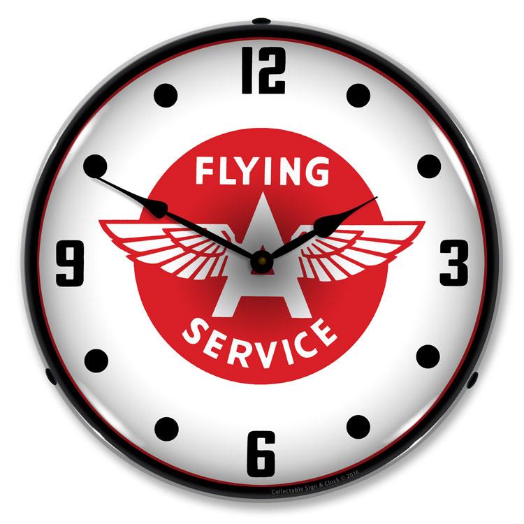 Collectable Sign and Clock - Flying A Service Clock - Wall 
