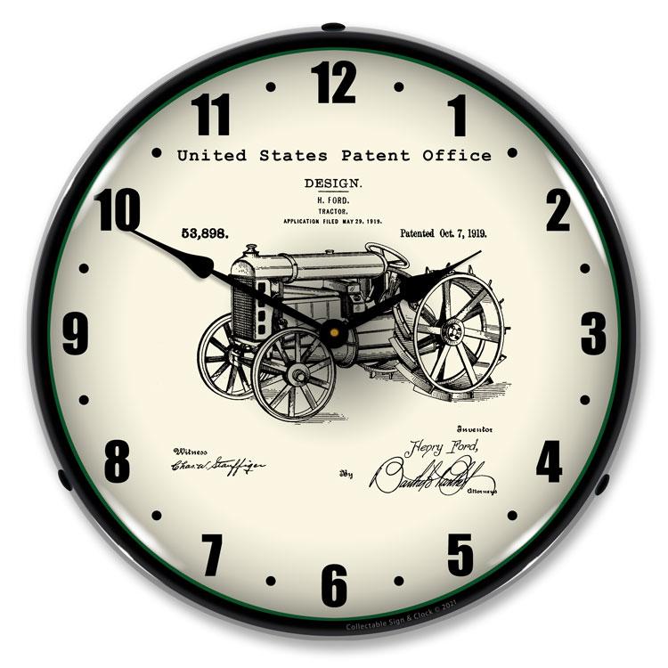 Collectable Sign and Clock - Ford Tractor 1919 Patent Clock 
