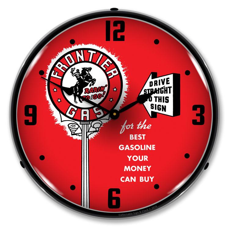 Collectable Sign and Clock - Frontier Gas Clock - Wall 