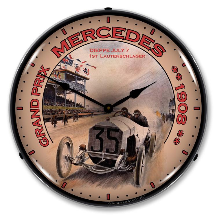 Collectable Sign and Clock - Grand Prix Mercedes Clock - 