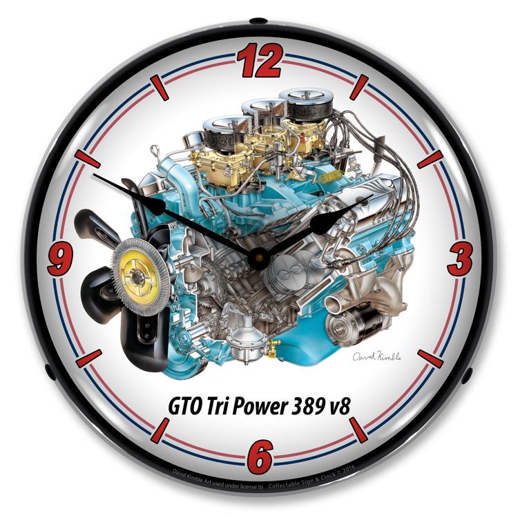 Collectable Sign and Clock - GTO Tri Power V8 Clock - Wall 