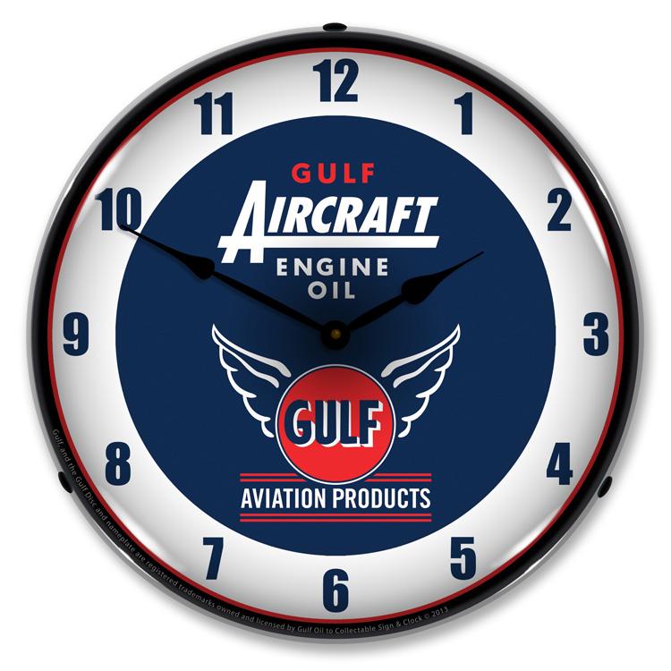 Collectable Sign and Clock - Gulf Aircraft Engine Oil Clock 
