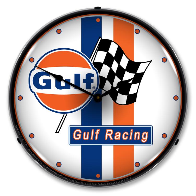 Collectable Sign and Clock - Gulf Racing Clock - Wall Clocks