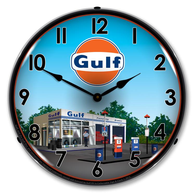 Collectable Sign and Clock - Gulf Station Clock - Wall 