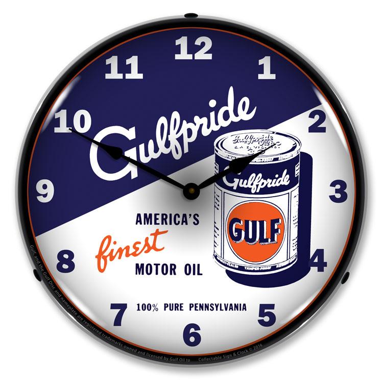 Collectable Sign and Clock - Gulfpride Motor Oil 2 Clock - 
