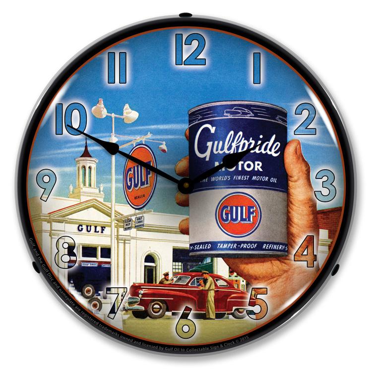 Collectable Sign and Clock - Gulfpride Motor Oil Clock - 
