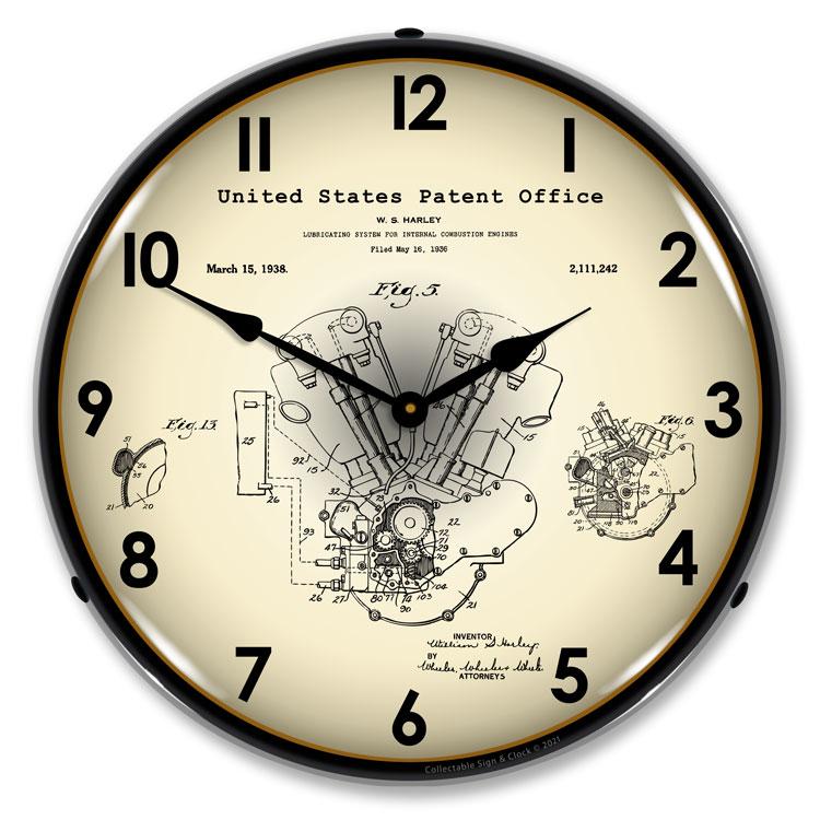 Collectable Sign and Clock - Harley Davidson Knucklehead 