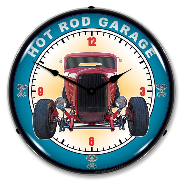 Collectable Sign and Clock - Hot Rod Garage Clock - Wall 
