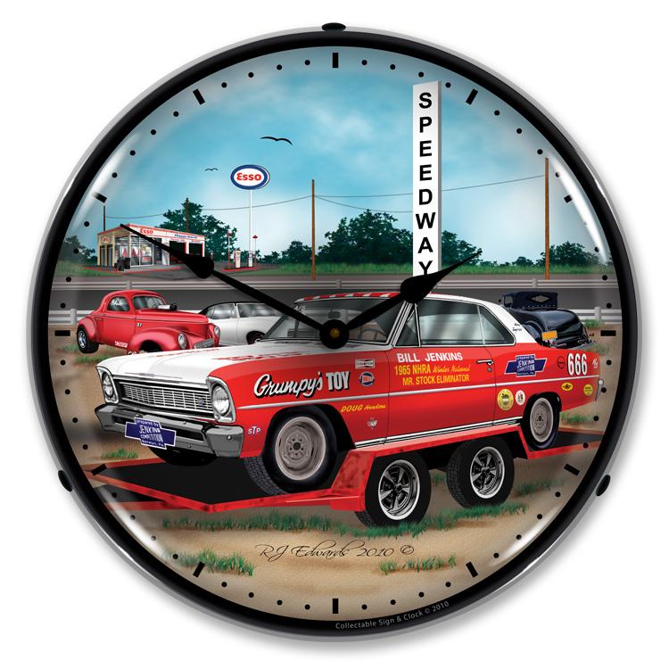 Collectable Sign and Clock - Jenkins 1966 Nova Clock - Wall 