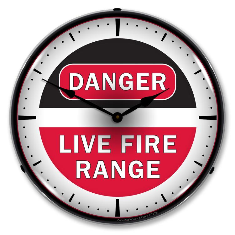 Collectable Sign and Clock - Live Fire Range Clock - Wall 
