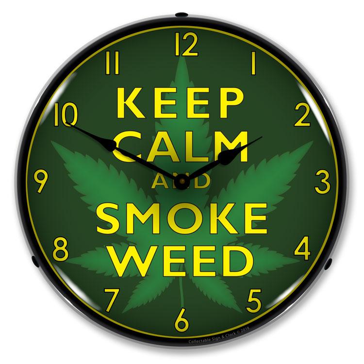 Collectable Sign and Clock - Marijuana Keep Calm Clock - 