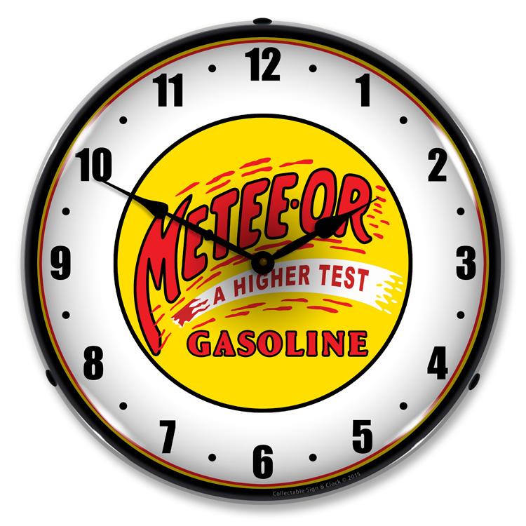 Collectable Sign and Clock - Meteeor Gasoline Clock - Wall 