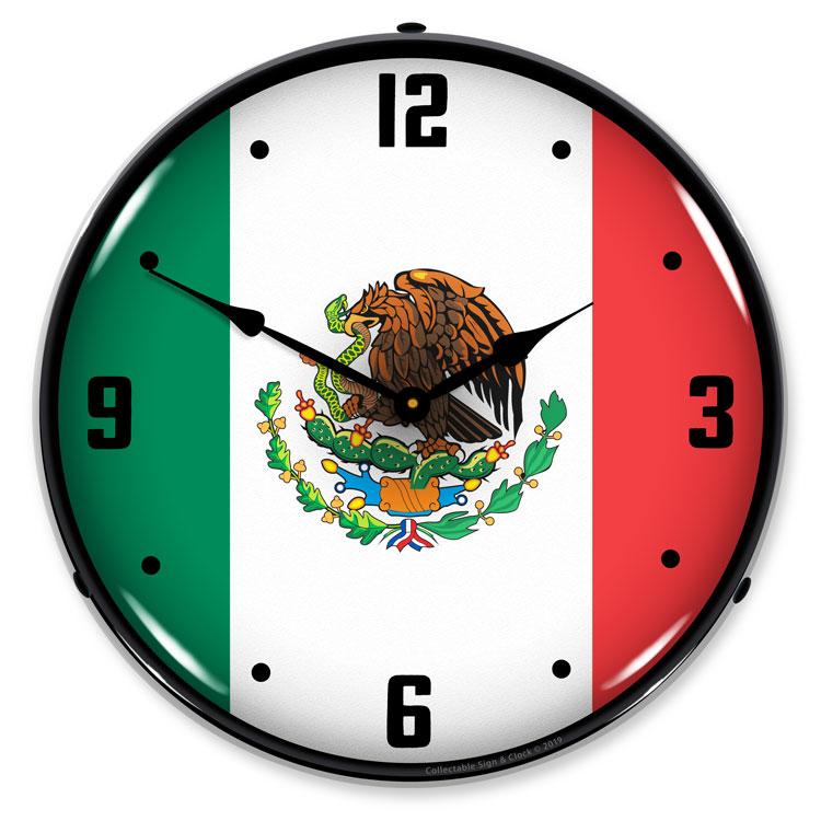 Collectable Sign and Clock - Mexican Flag Clock - Wall 