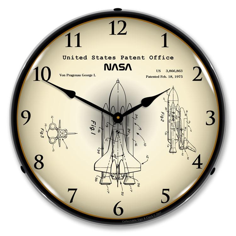 Collectable Sign and Clock - NASA Space Shuttle 1975 Patent 