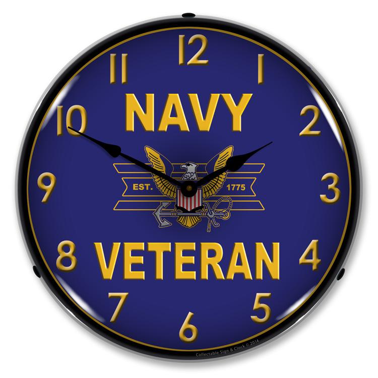 Collectable Sign and Clock - Navy Veteran Clock - Wall 