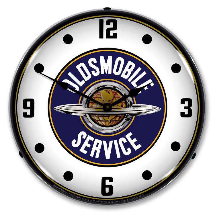 Collectable Sign and Clock - Oldsmobile Service Clock - Wall