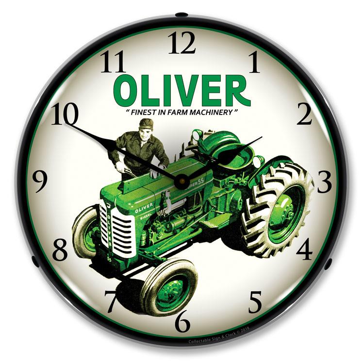 Collectable Sign and Clock - Oliver Super 55 Farm Tractor 