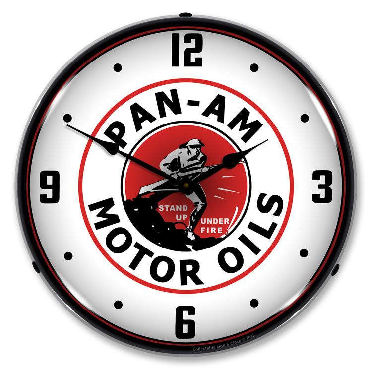 Collectable Sign and Clock - Pan Am Motor Oils Clock - Wall 