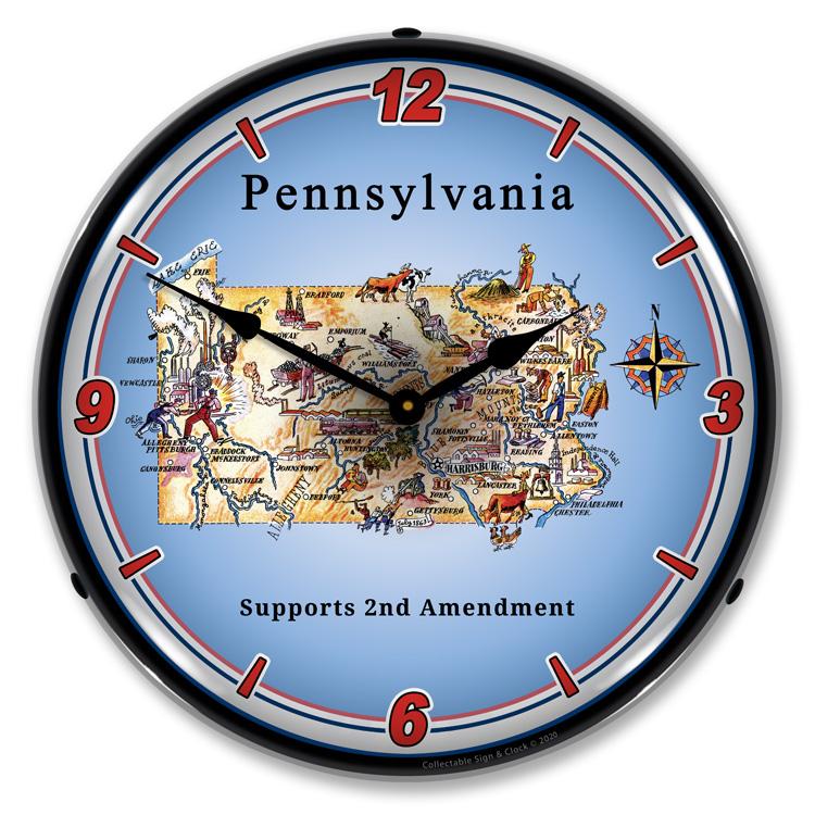 Collectable Sign and Clock - Pennsylvania Supports the 2nd 