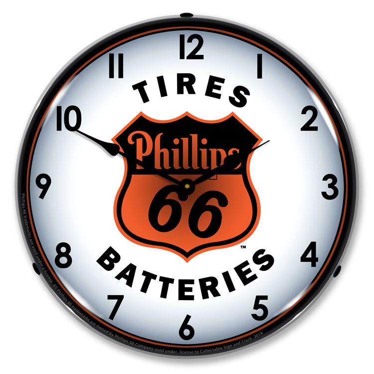 Collectable Sign and Clock - Phillips 66 Tires and Batteries