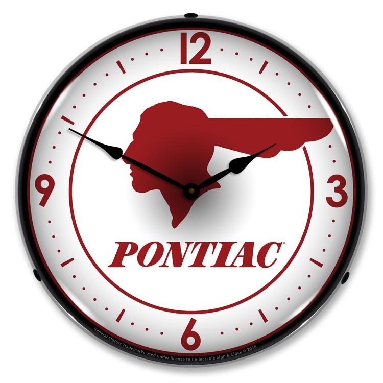 Collectable Sign and Clock - Pontiac Indian Clock - Wall 