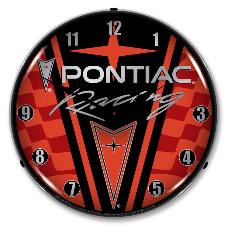 Collectable Sign and Clock - Pontiac Racing Clock - Wall 