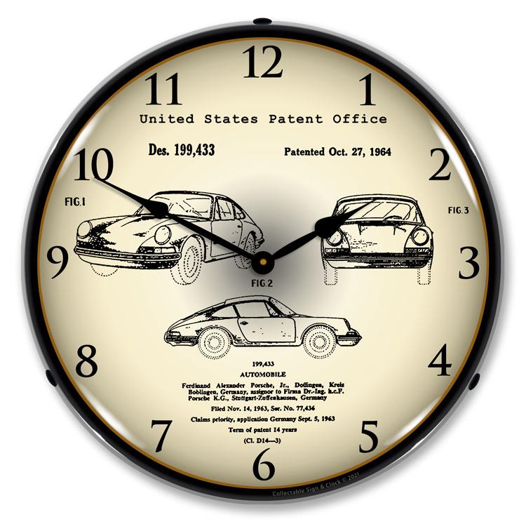 Collectable Sign and Clock - Porsche 911 1964 Patent Clock -