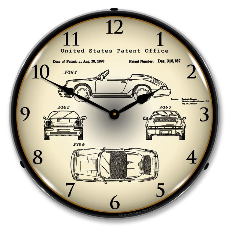Collectable Sign and Clock - Porsche 911 1990 Patent Clock -