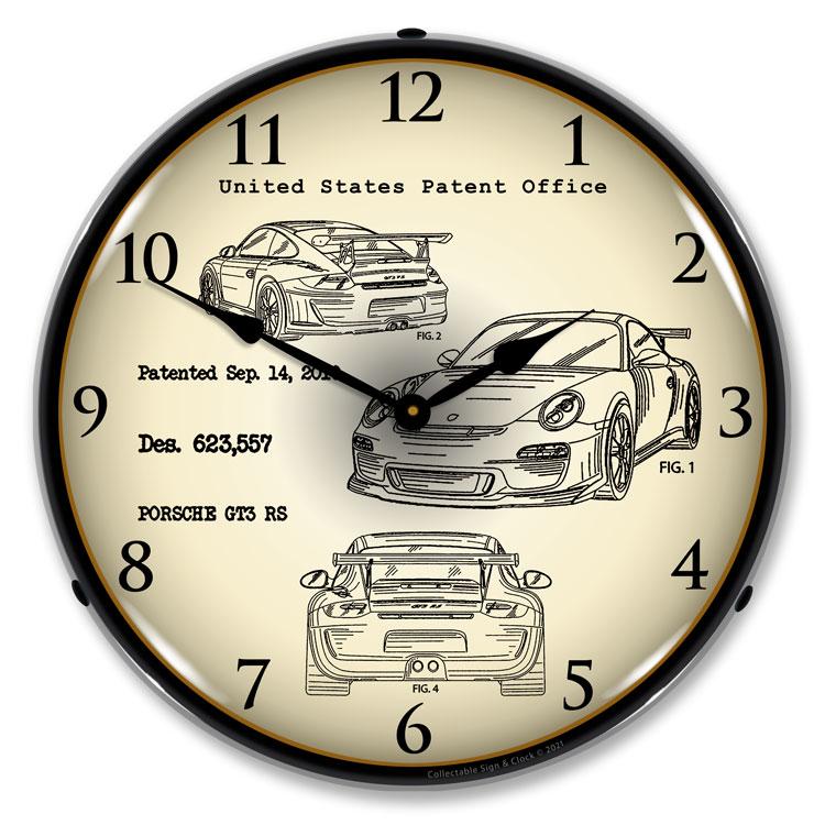 Collectable Sign and Clock - Porsche GT3 RS Patent Clock - 